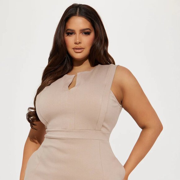 Fashion Nova Dresses & Skirts - 🆕 Fashion Nova Cubicle Cutie Midi Dress - Taupe 1X